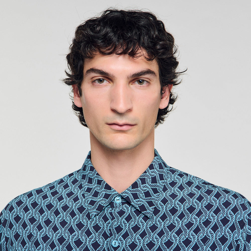Rope print shirt Navy Blue Sandro Men