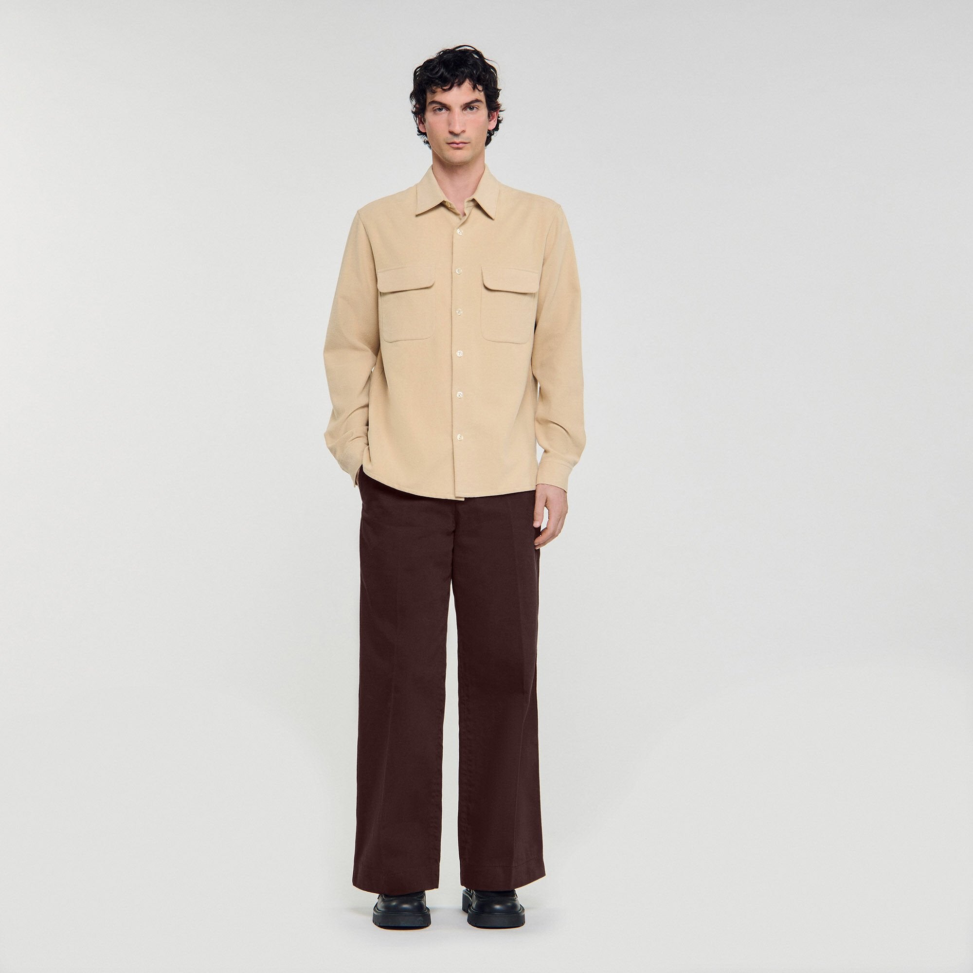 Flannel shirt Beige Sandro Men