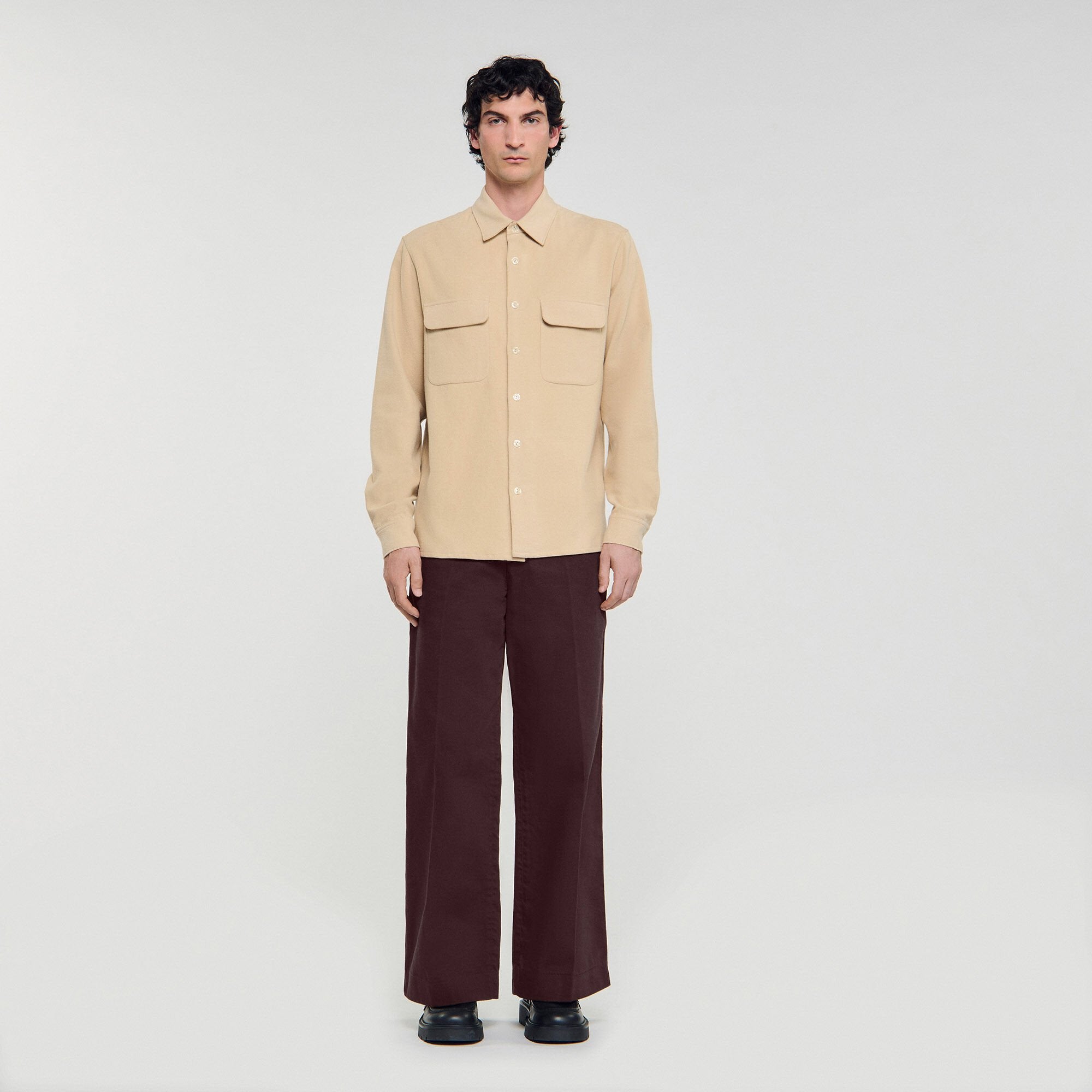 Flannel shirt Beige Sandro Men