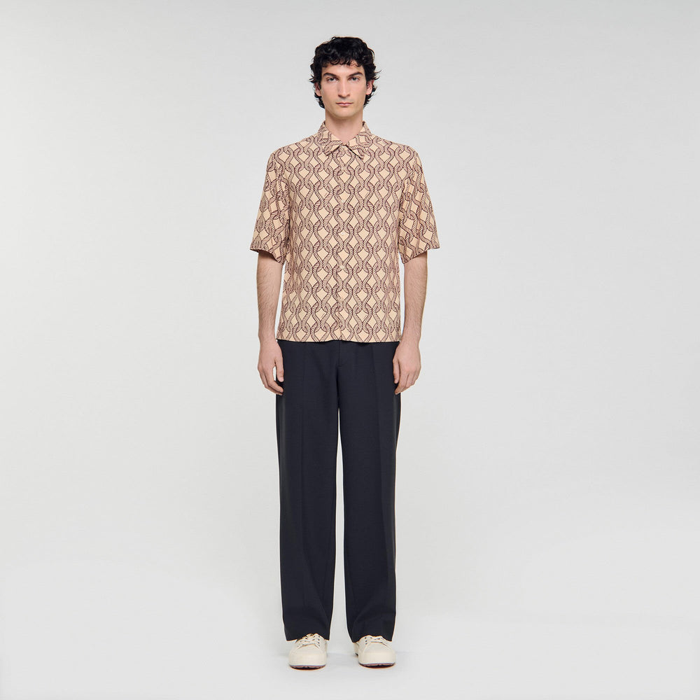 Loose-fit rope print shirt Butter Cream Sandro Men