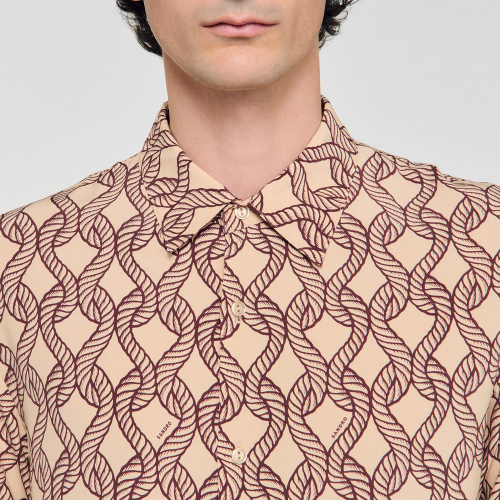 Loose-fit rope print shirt Butter Cream Sandro Men