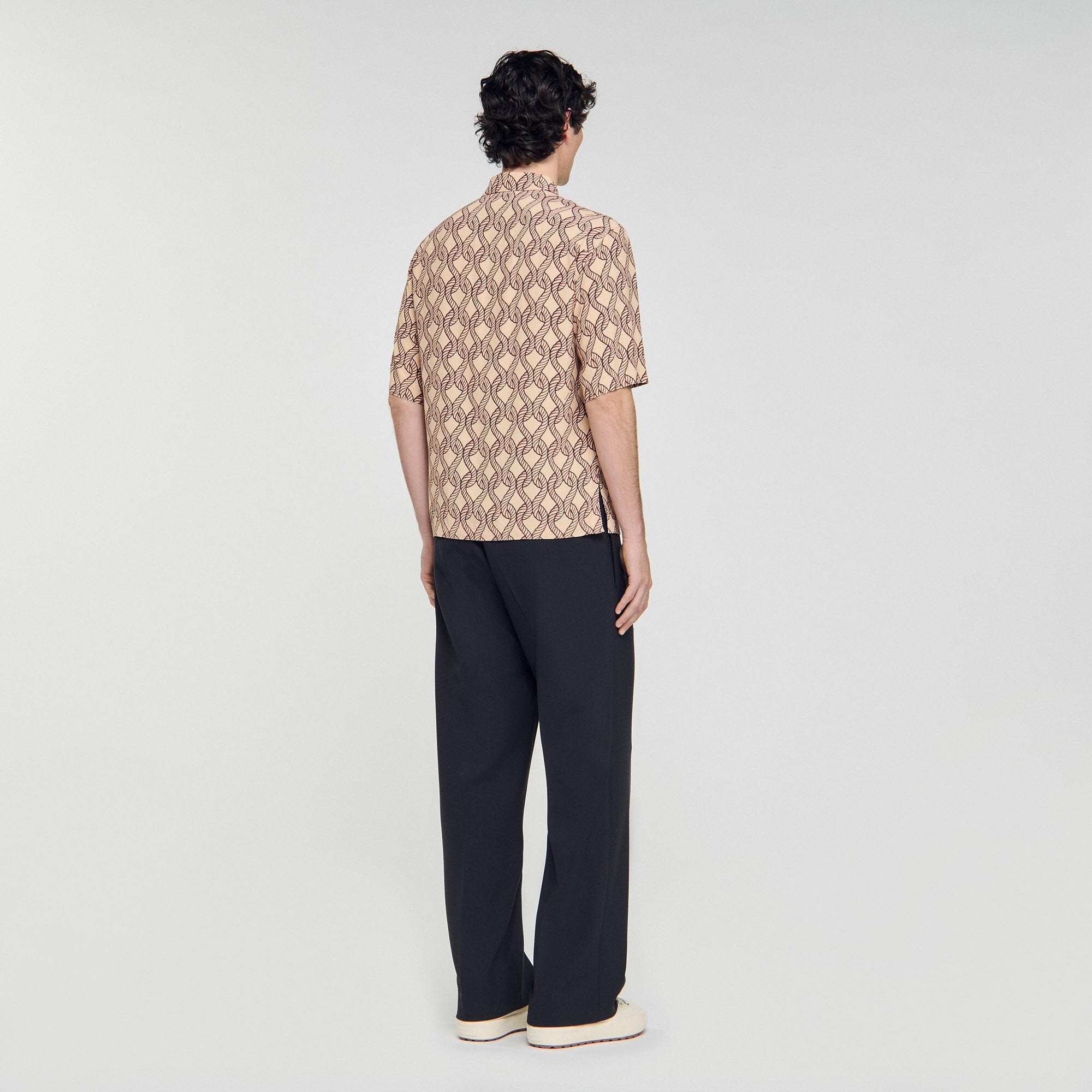 Loose-fit rope print shirt Butter Cream Sandro Men