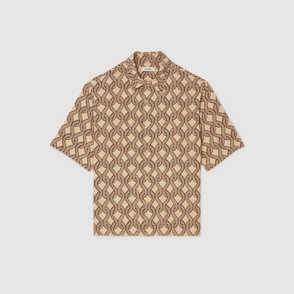 Loose-fit rope print shirt Butter Cream Sandro Men