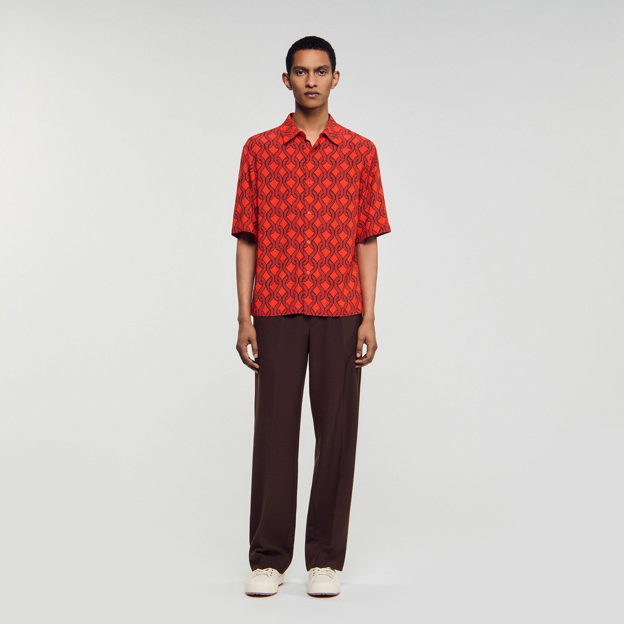 Loose-fit rope print shirt Blood Orange Sandro Men