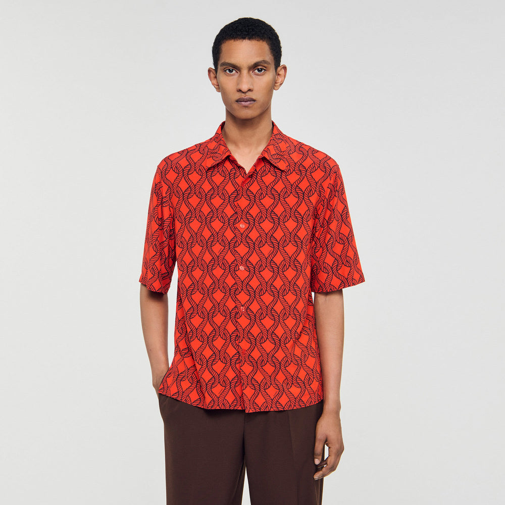 Loose-fit rope print shirt Blood Orange Sandro Men