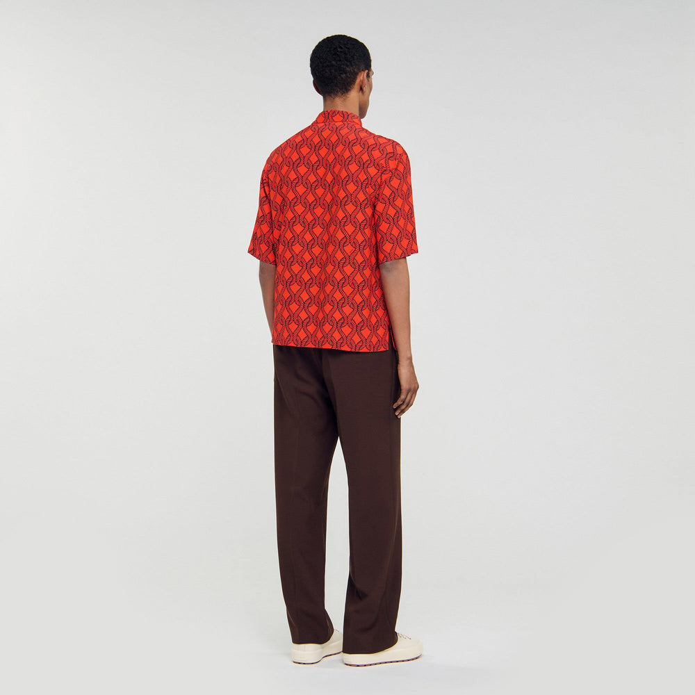 Loose-fit rope print shirt Blood Orange Sandro Men