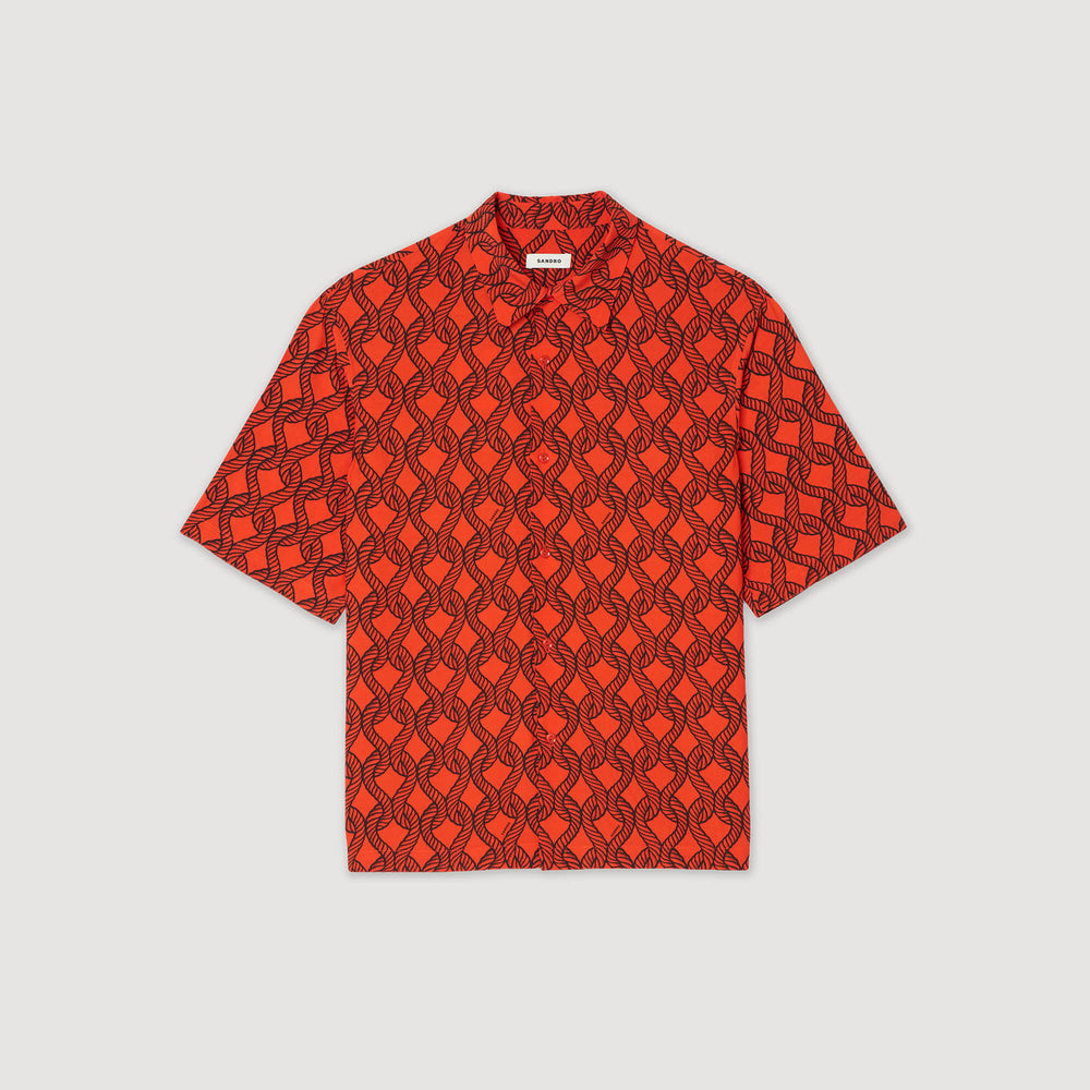 Loose-fit rope print shirt Blood Orange Sandro Men