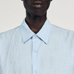 Crinkled effect shirt Sky Blue Sandro Men