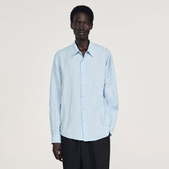 Crinkled effect shirt Sky Blue Sandro Men