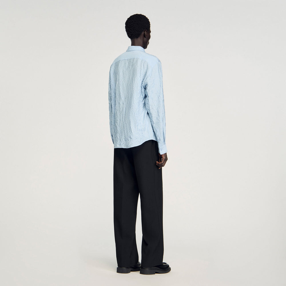 Crinkled effect shirt Sky Blue Sandro Men