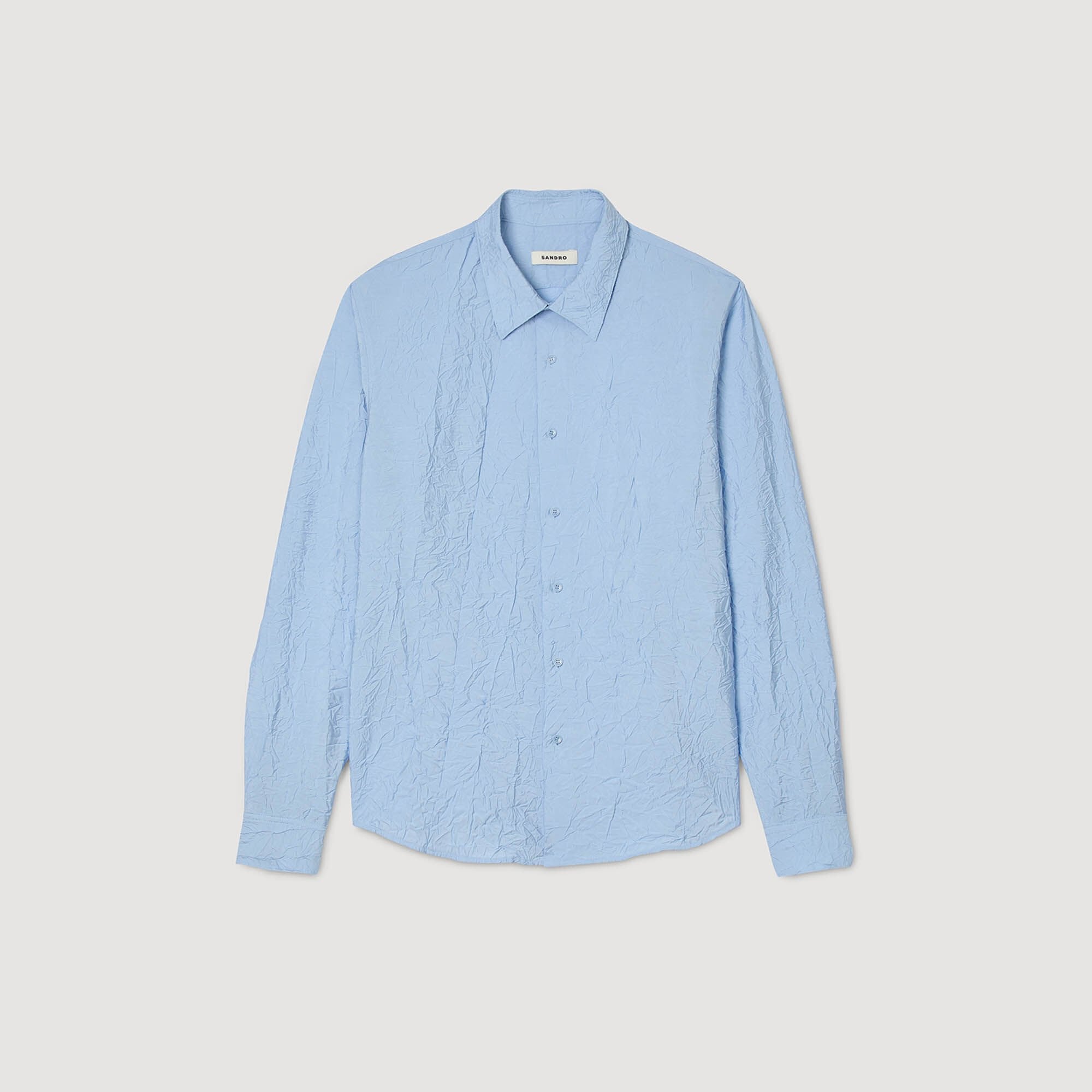 Crinkled effect shirt Sky Blue Sandro Men