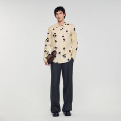 Floral print linen shirt Off White Sandro Men