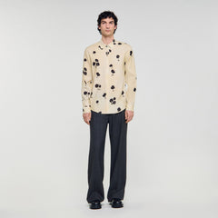 Floral print linen shirt Off White Sandro Men