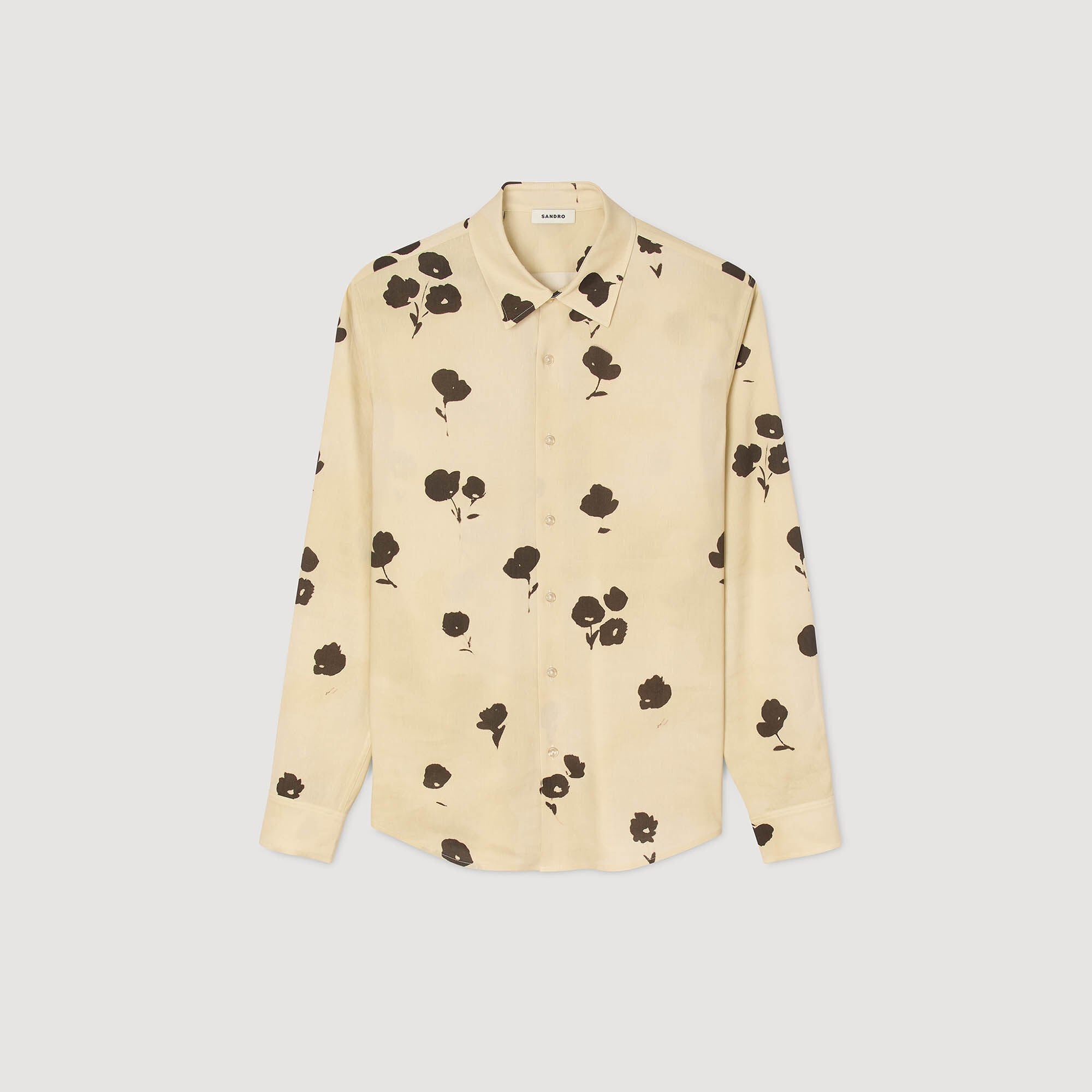 Floral print linen shirt Off White Sandro Men