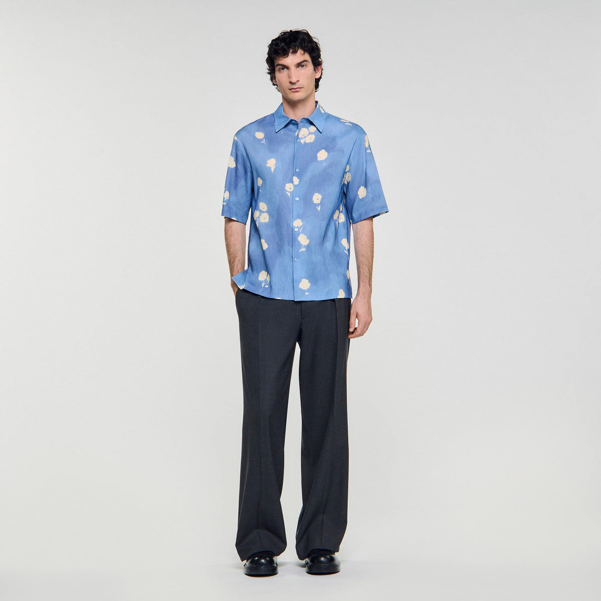 Floral motif shirt Blue Office Sandro Men