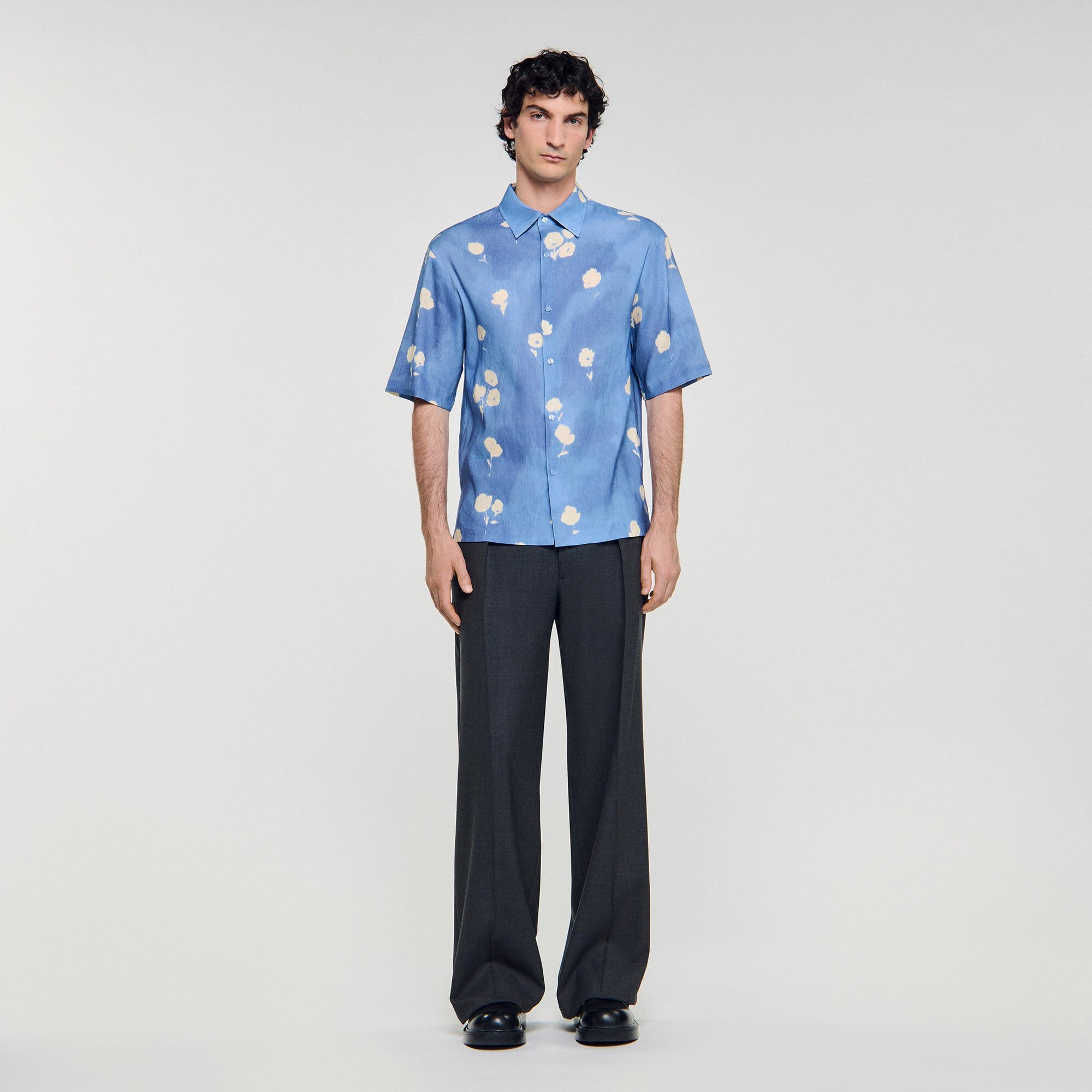 Floral motif shirt Blue Office Sandro Men