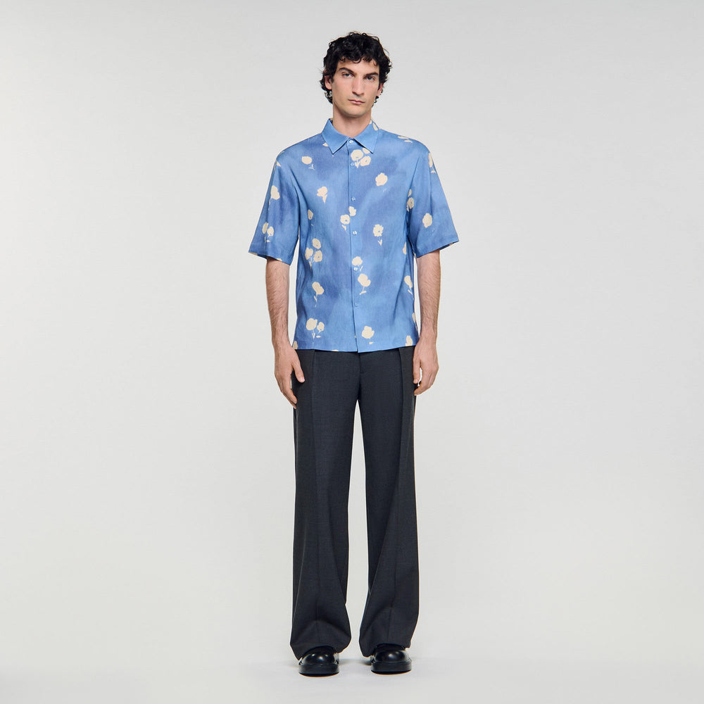 Floral motif shirt Blue Office Sandro Men