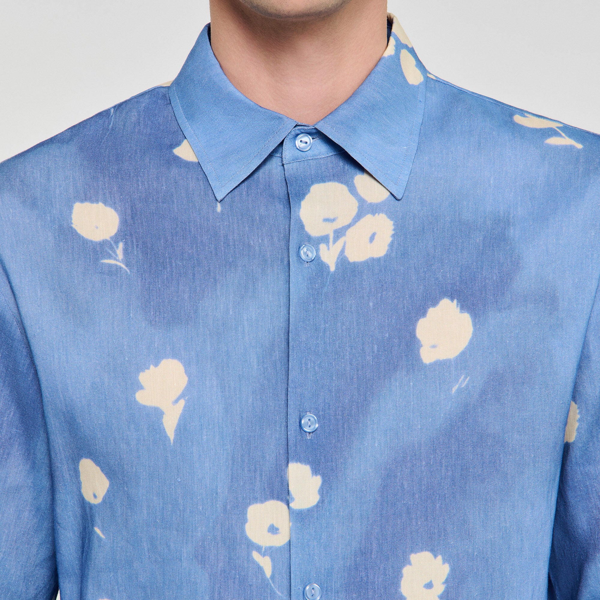 Floral motif shirt Blue Office Sandro Men