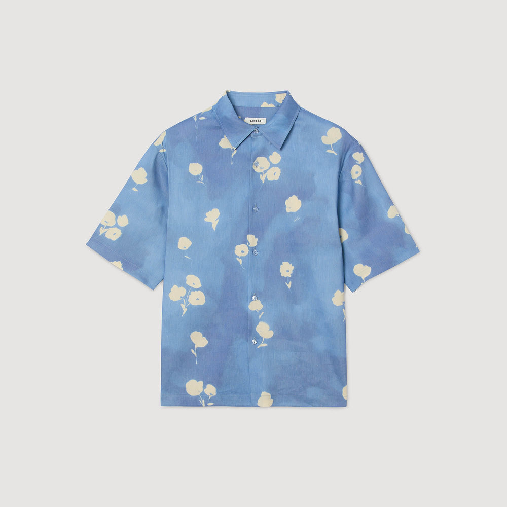 Floral motif shirt Blue Office Sandro Men