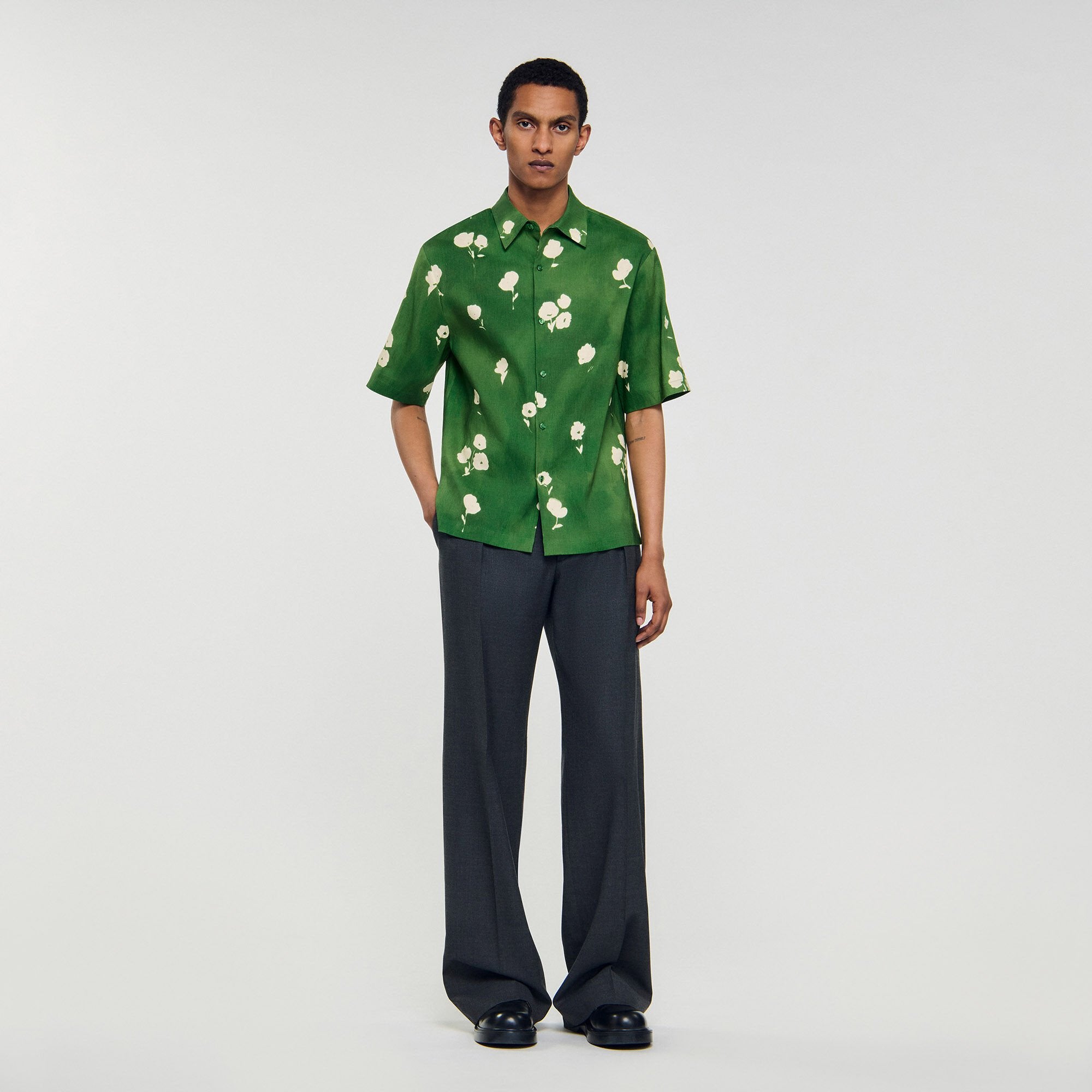Floral motif shirt Lime Sandro Men