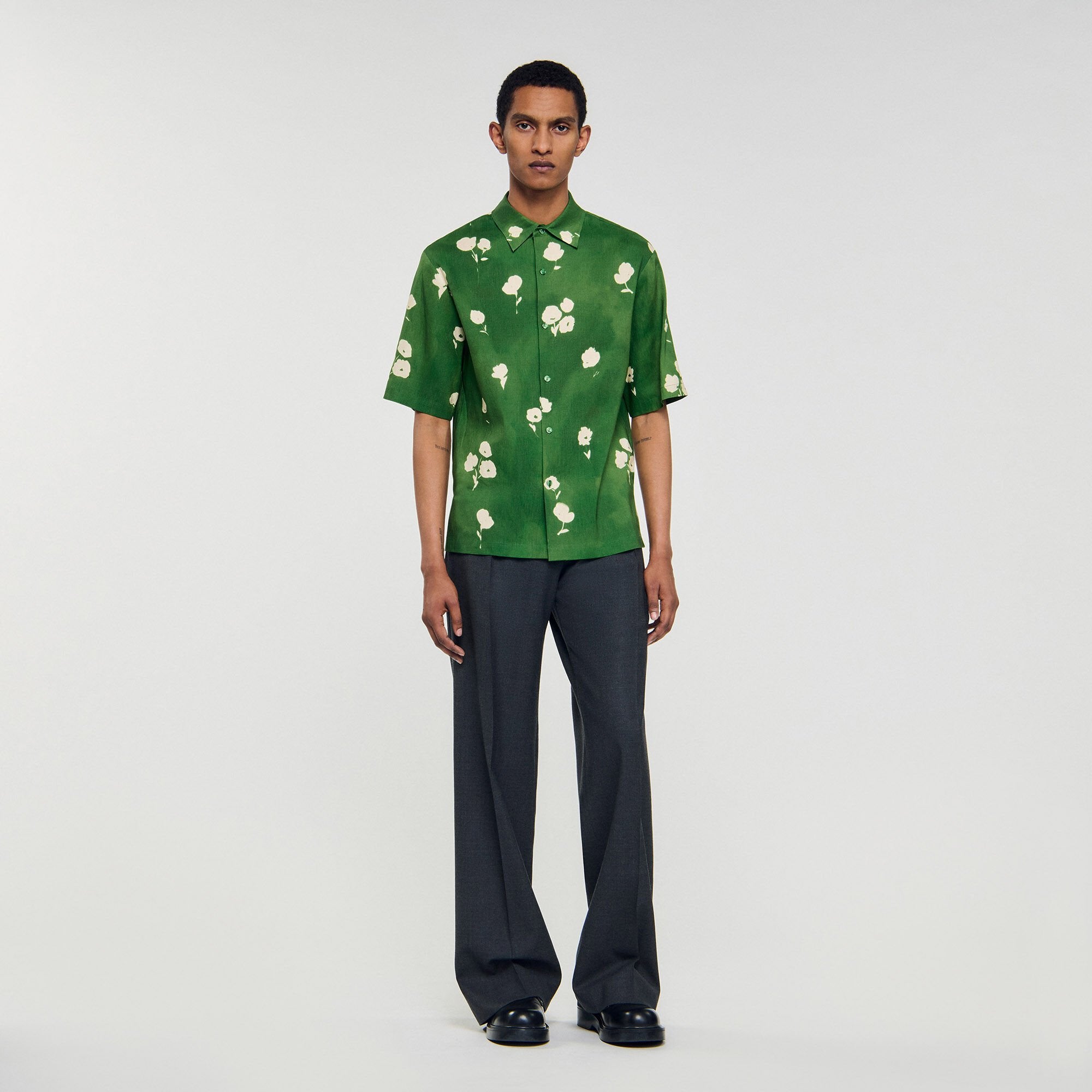 Floral motif shirt Lime Sandro Men