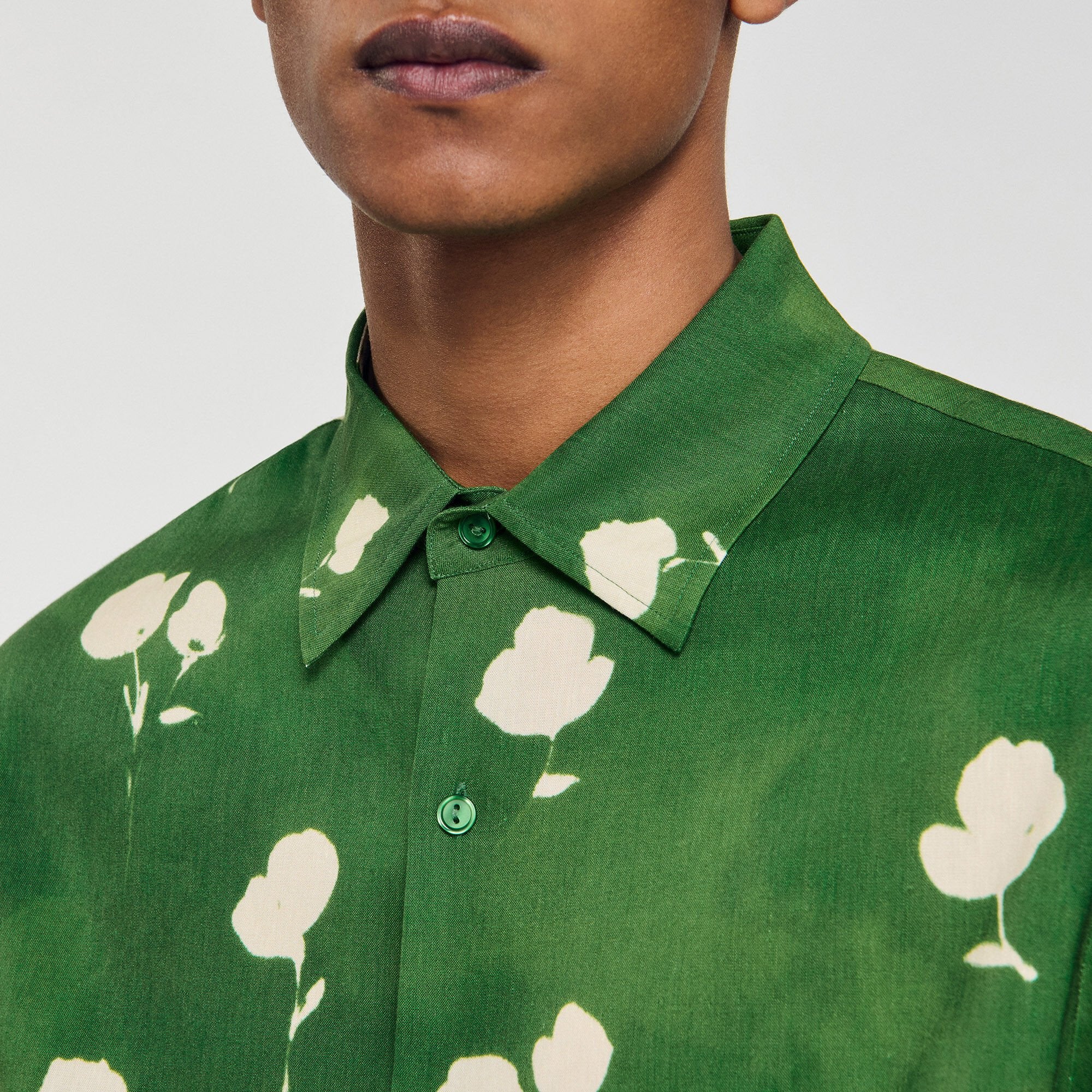 Floral motif shirt Lime Sandro Men