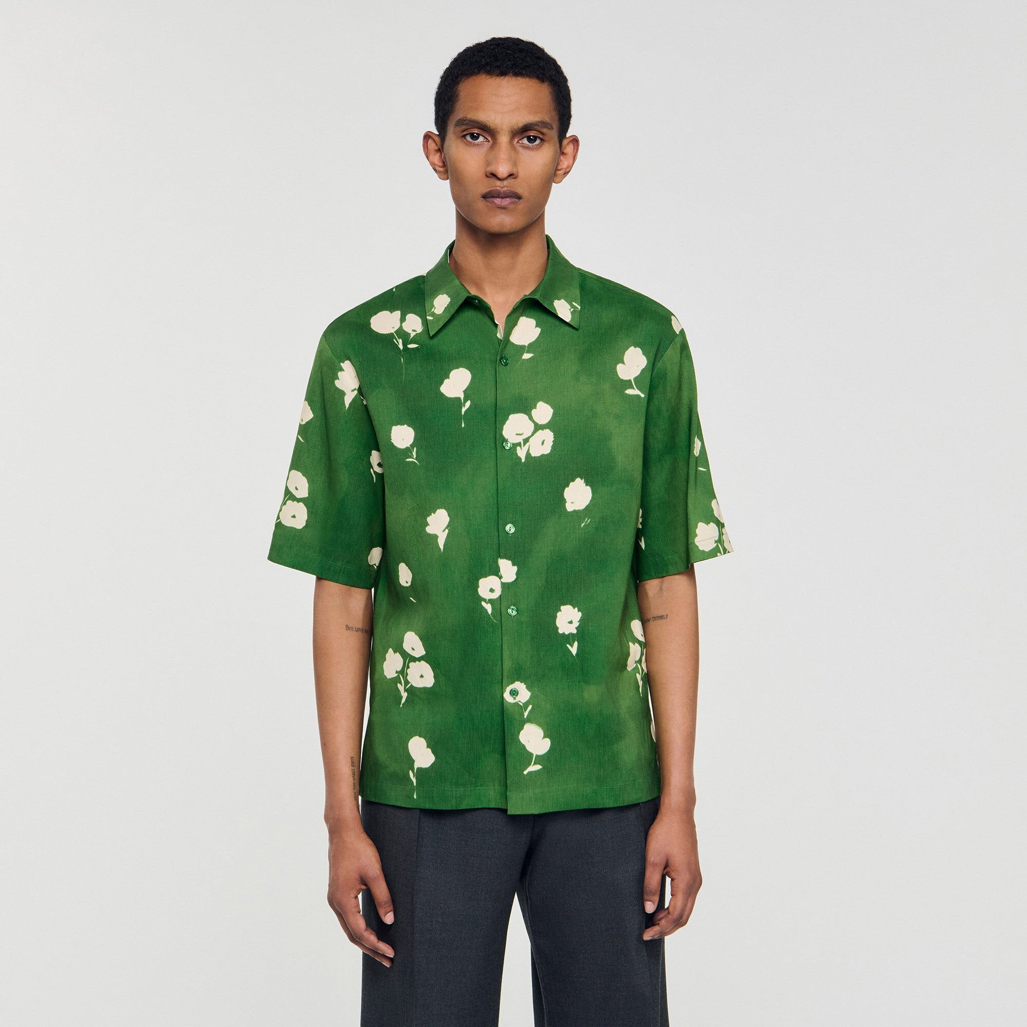 Floral motif shirt Lime Sandro Men