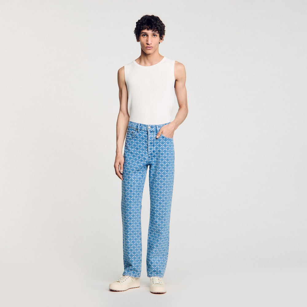 Regular-fit Square Cross jeans Blue Vintage - Denim Sandro Men