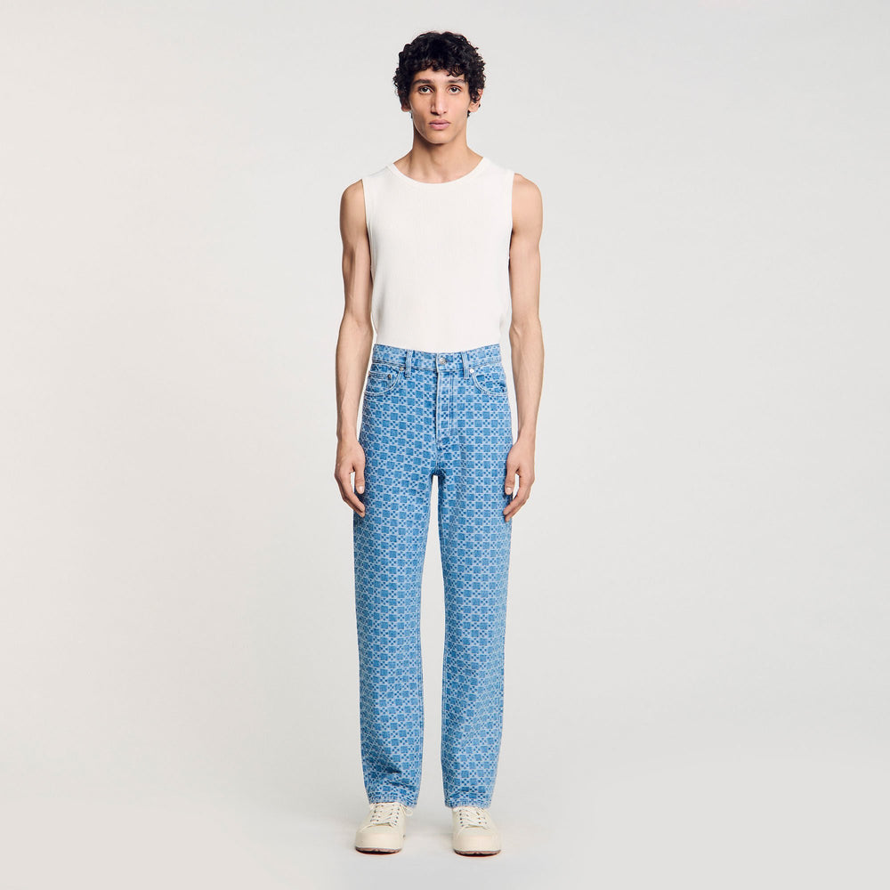 Regular-fit Square Cross jeans Blue Vintage - Denim Sandro Men