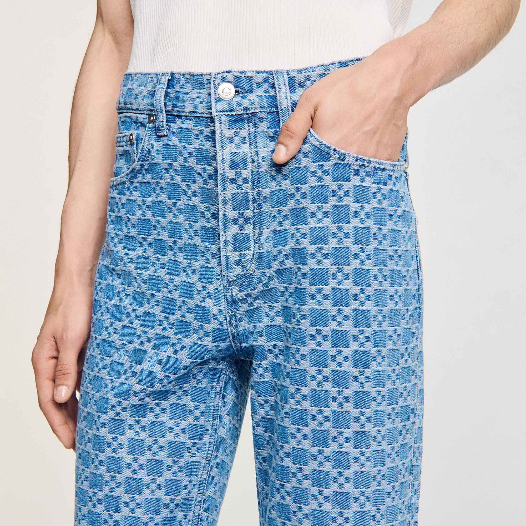 Regular-fit Square Cross jeans Blue Vintage - Denim Sandro Men