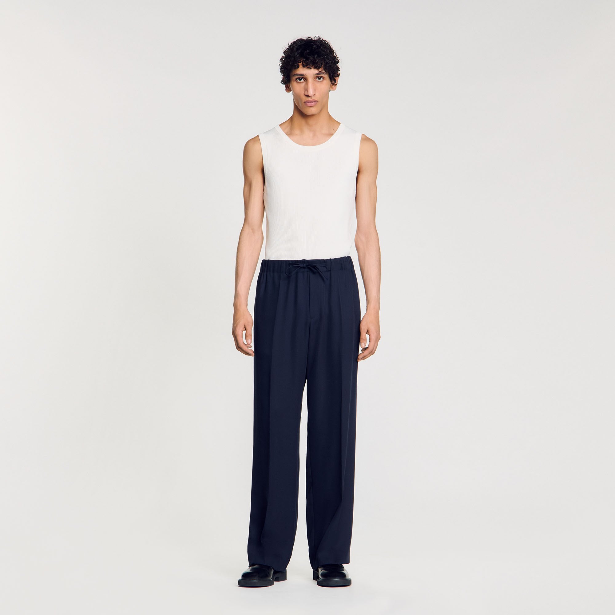 Elasticated wide-leg trousers Midnight Blue Sandro Men