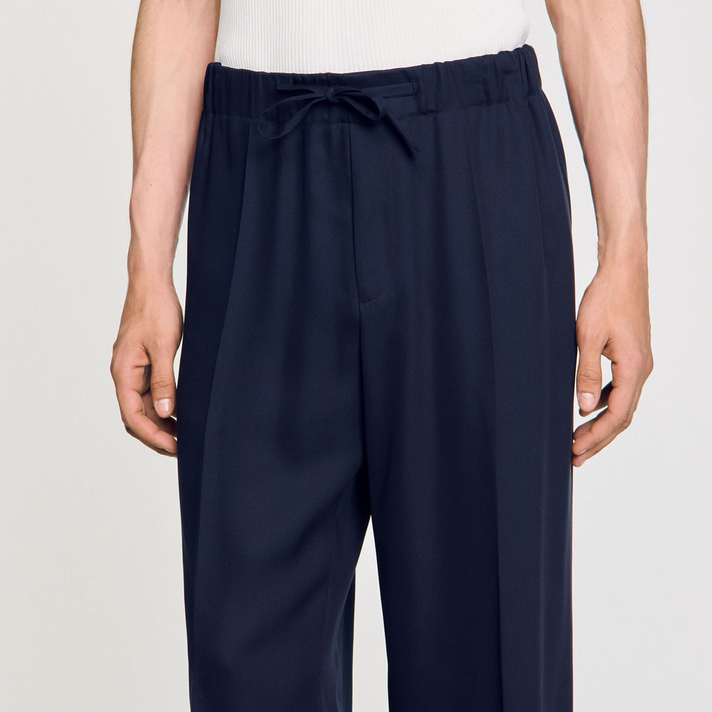 Elasticated wide-leg trousers Midnight Blue Sandro Men