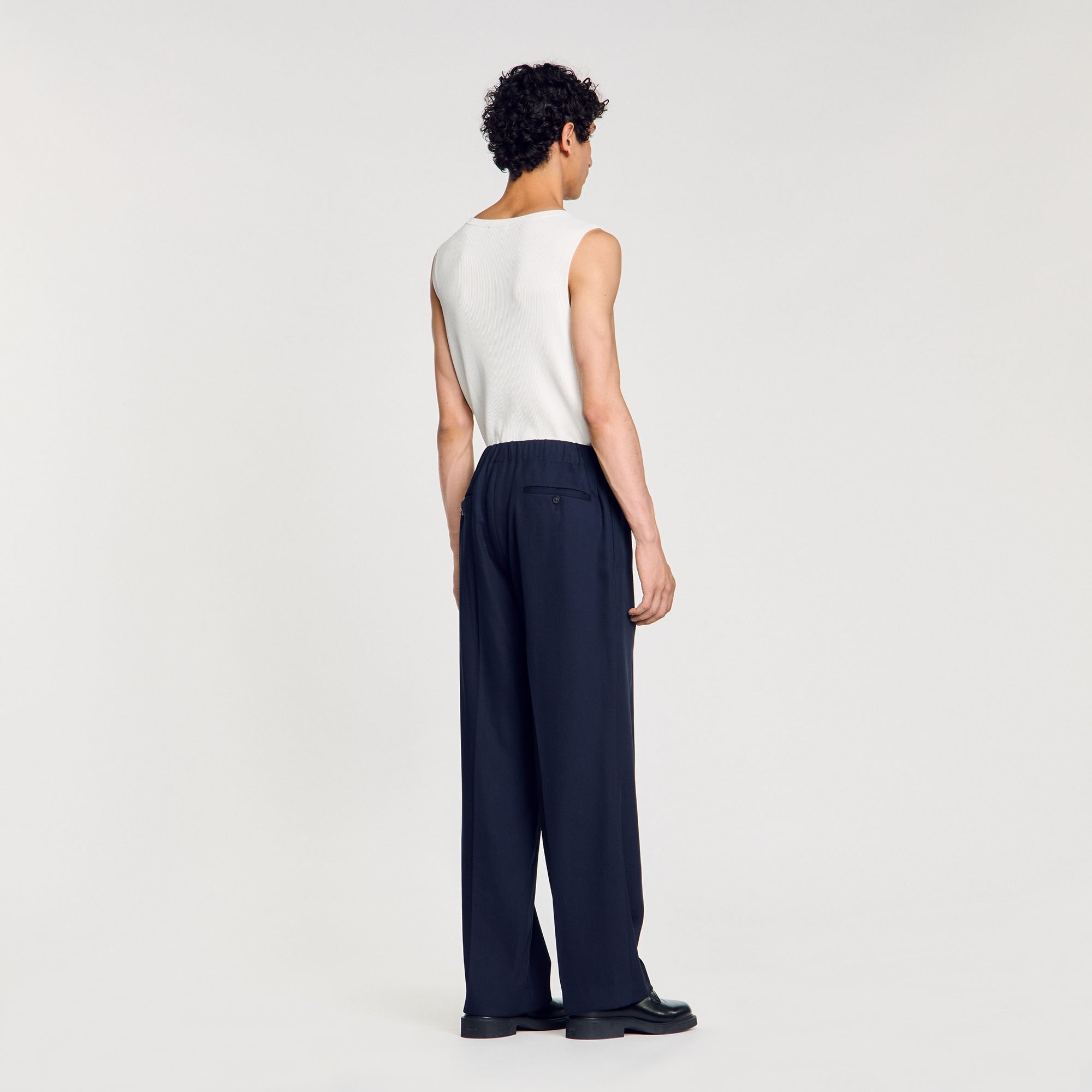 Elasticated wide-leg trousers Midnight Blue Sandro Men