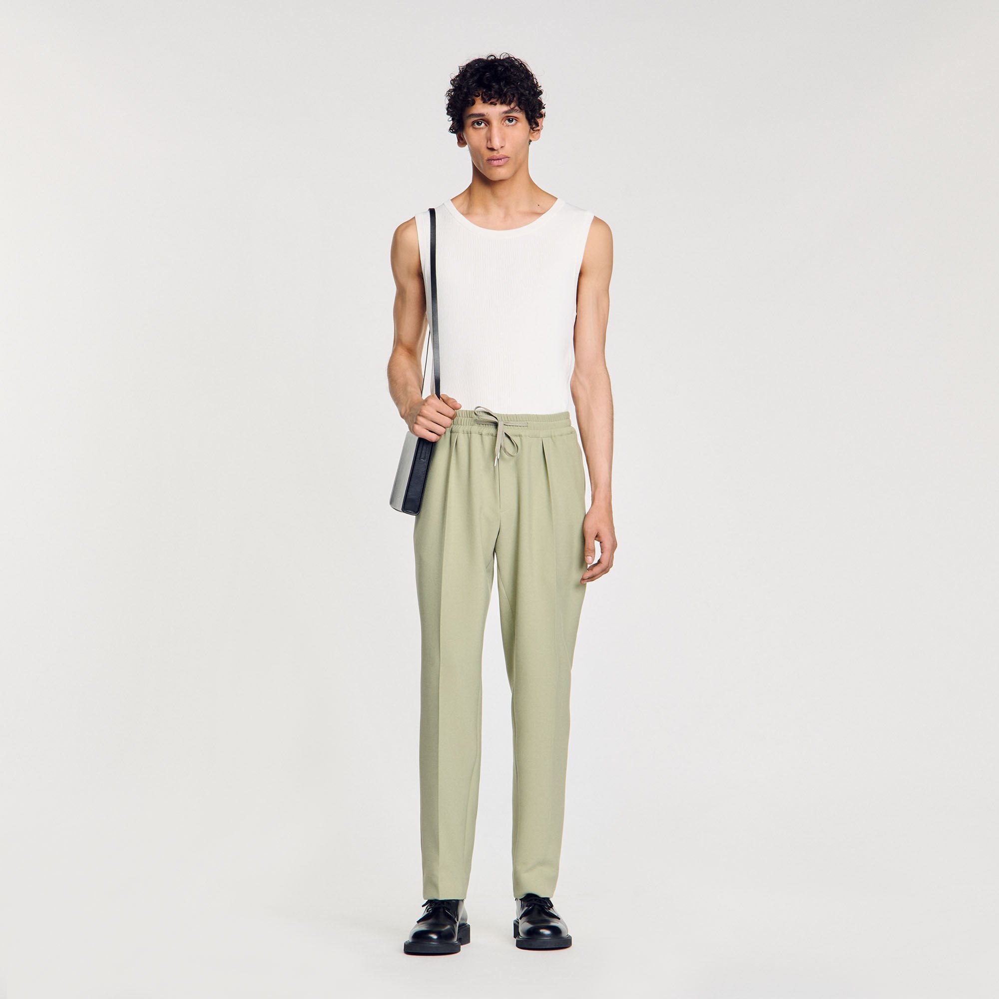 Elasticated straight-leg trousers Light Kaki. Sandro Men