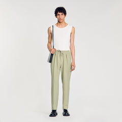 Elasticated straight-leg trousers Light Kaki. Sandro Men