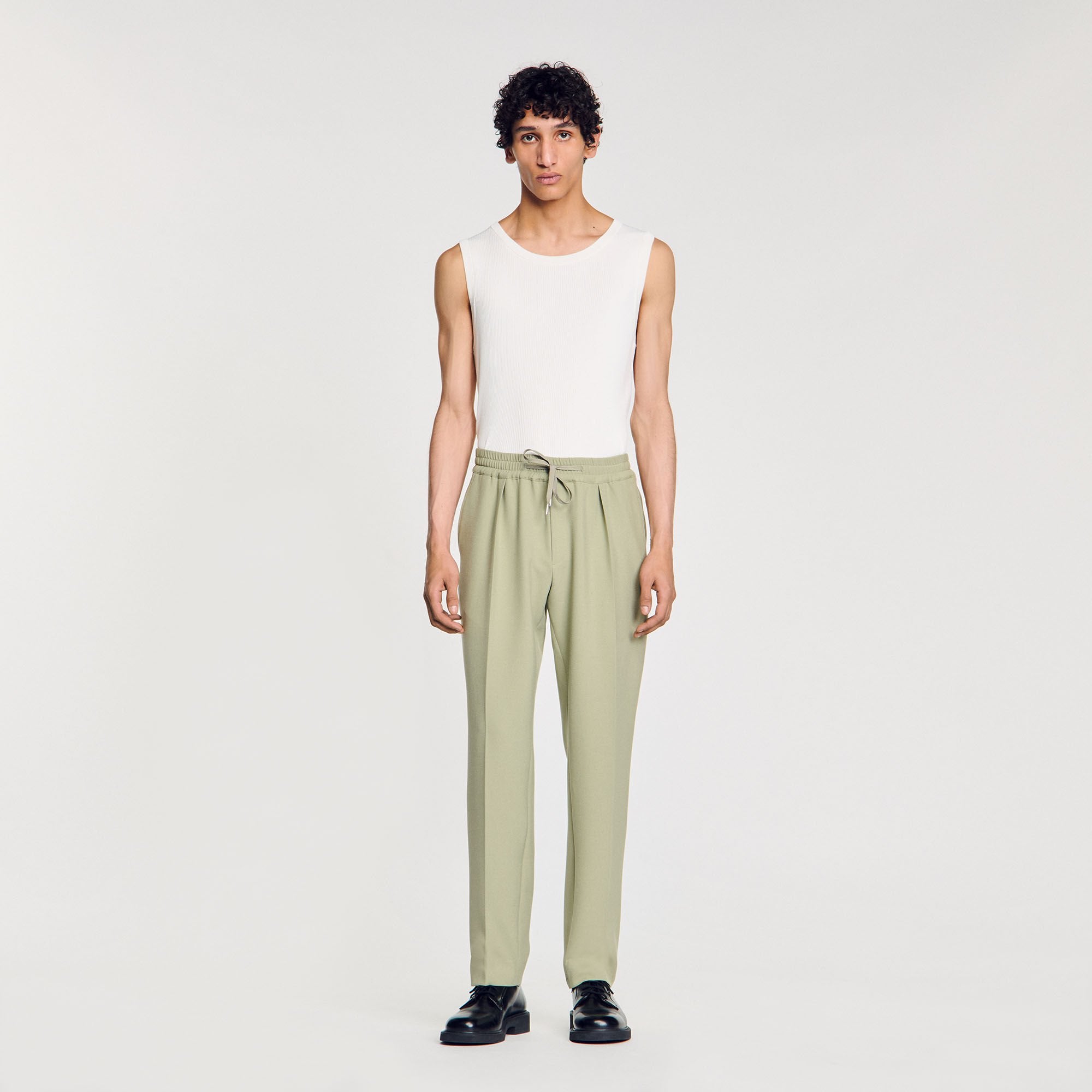Elasticated straight-leg trousers Light Kaki. Sandro Men