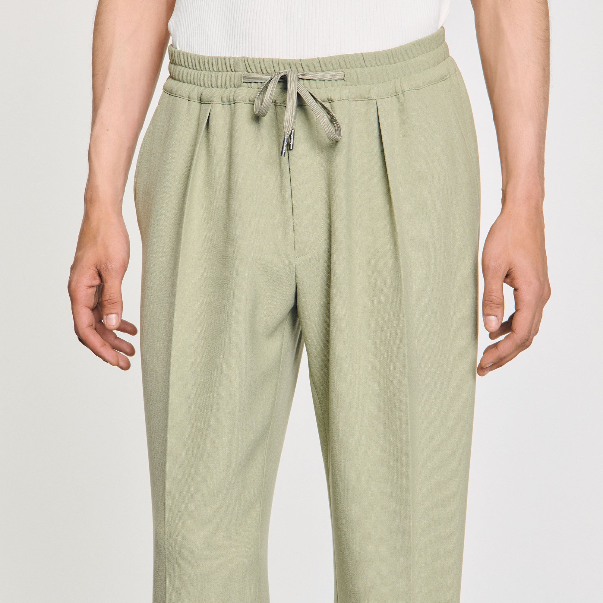 Elasticated straight-leg trousers Light Kaki. Sandro Men