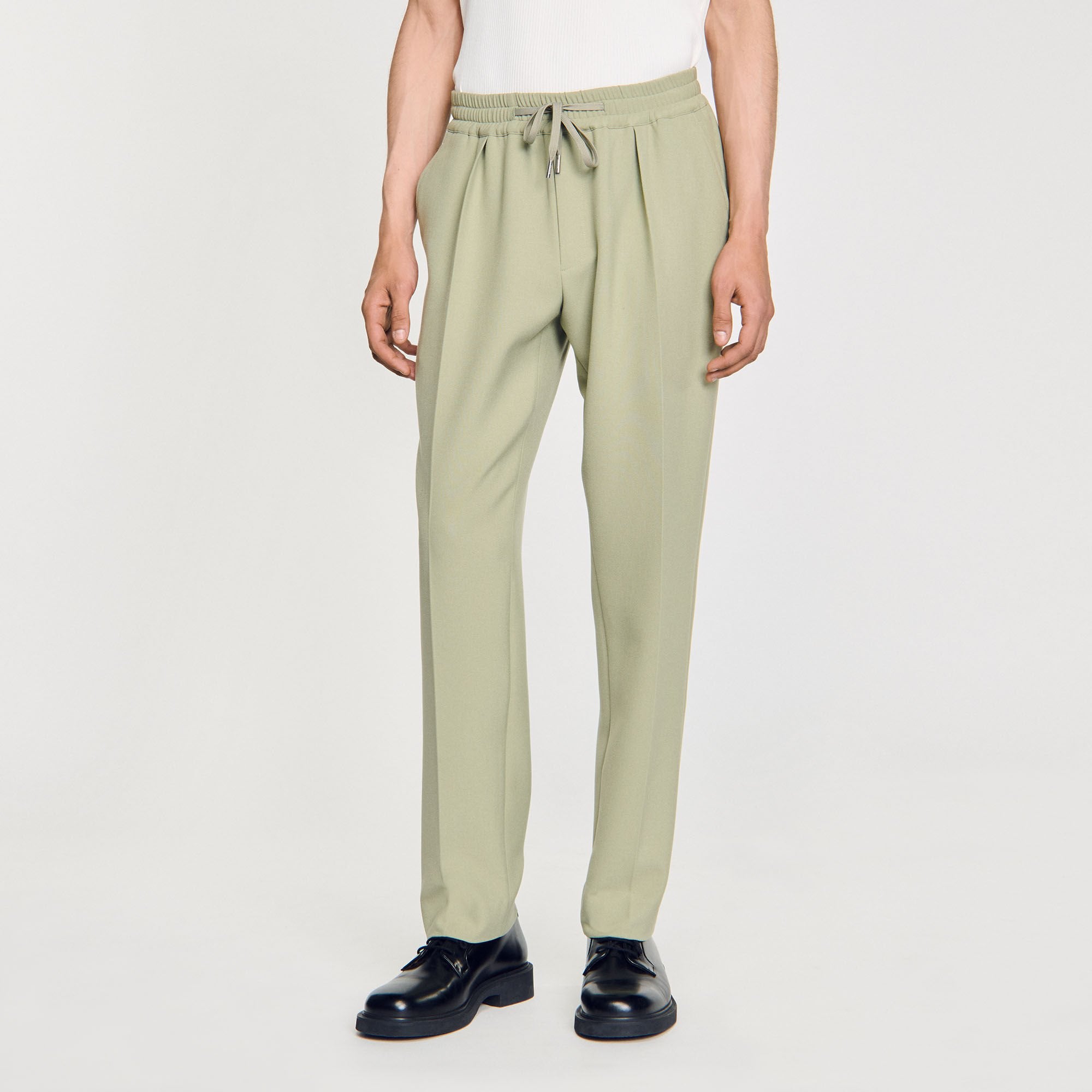 Elasticated straight-leg trousers Light Kaki. Sandro Men