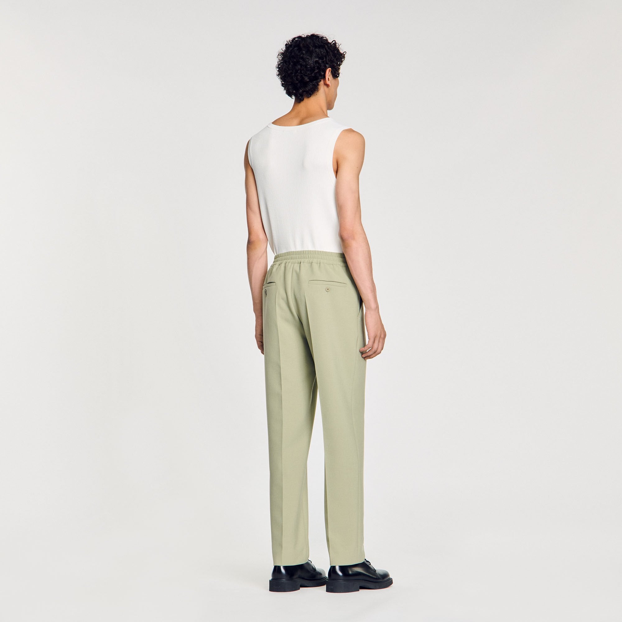 Elasticated straight-leg trousers Light Kaki. Sandro Men