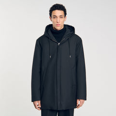 Hooded parka with zip Black Sandro Men