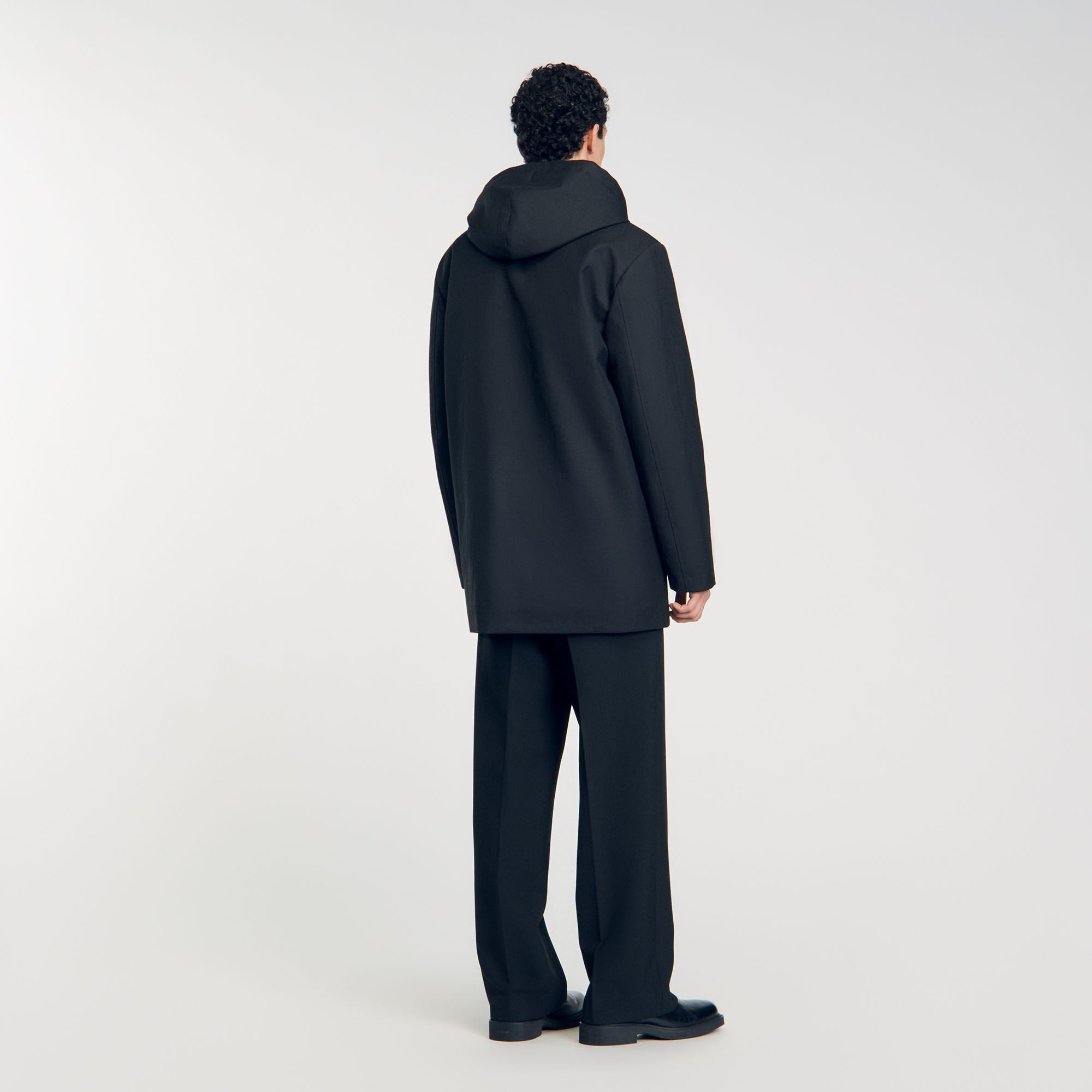Hooded parka with zip Black Sandro Men