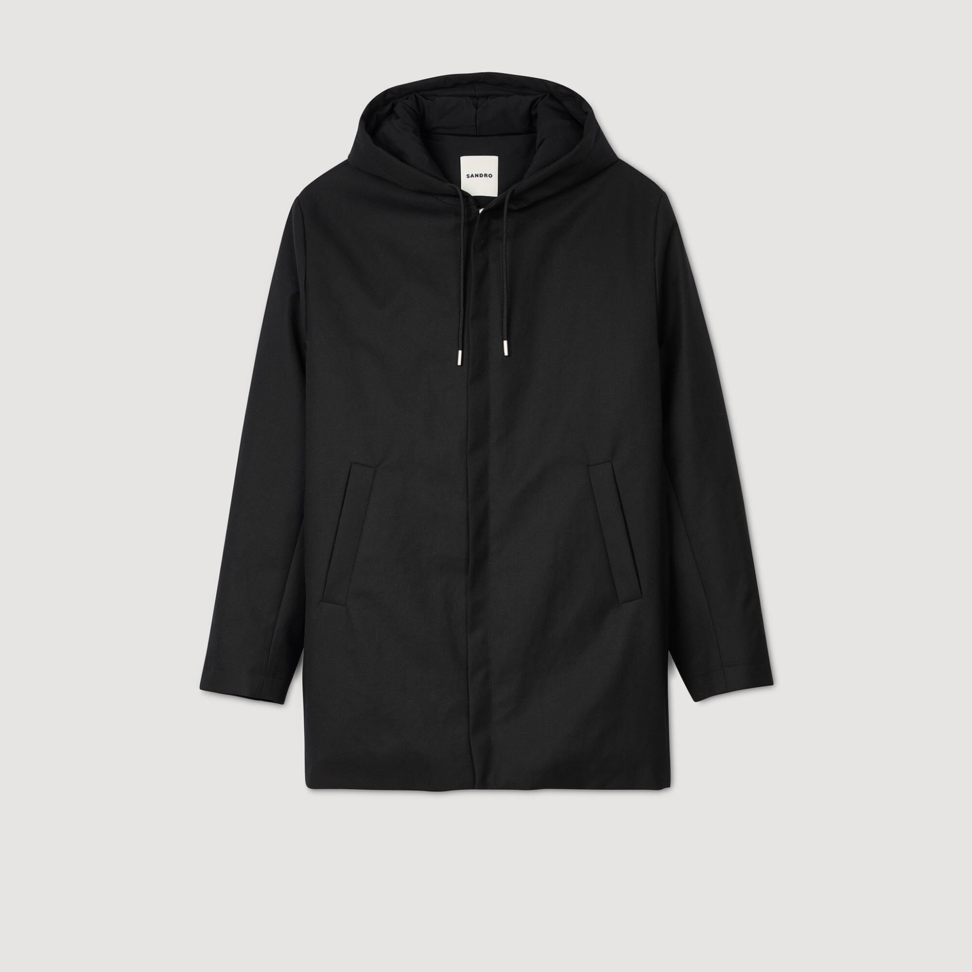 Hooded parka with zip Black Sandro Men