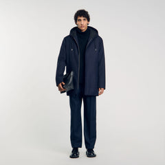Hooded parka with zip Navy Blue Sandro Men