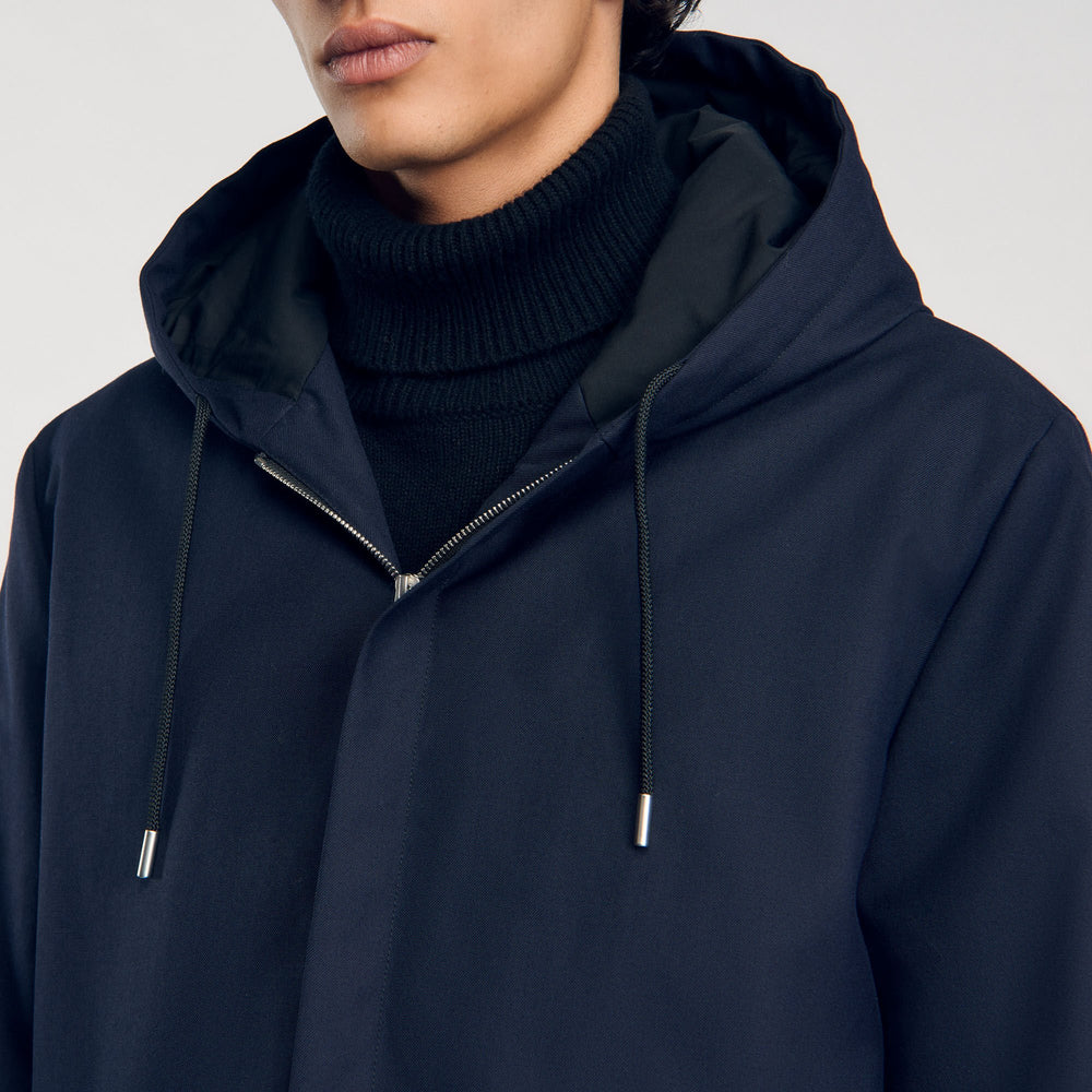 Hooded parka with zip Navy Blue Sandro Men