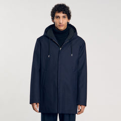 Hooded parka with zip Navy Blue Sandro Men