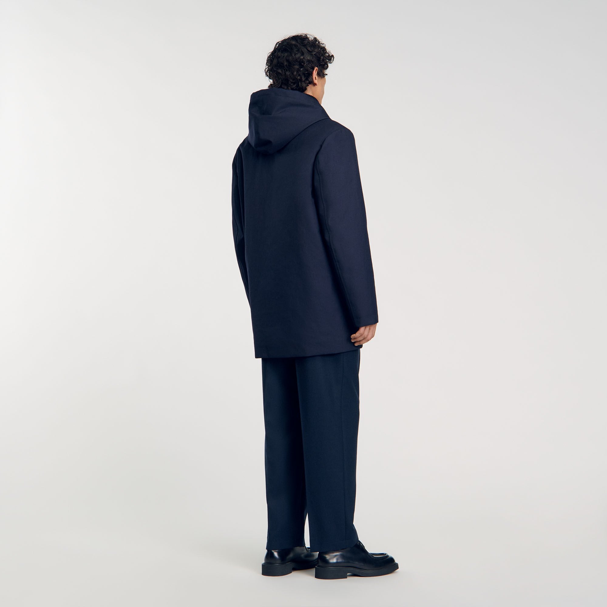 Hooded parka with zip Navy Blue Sandro Men