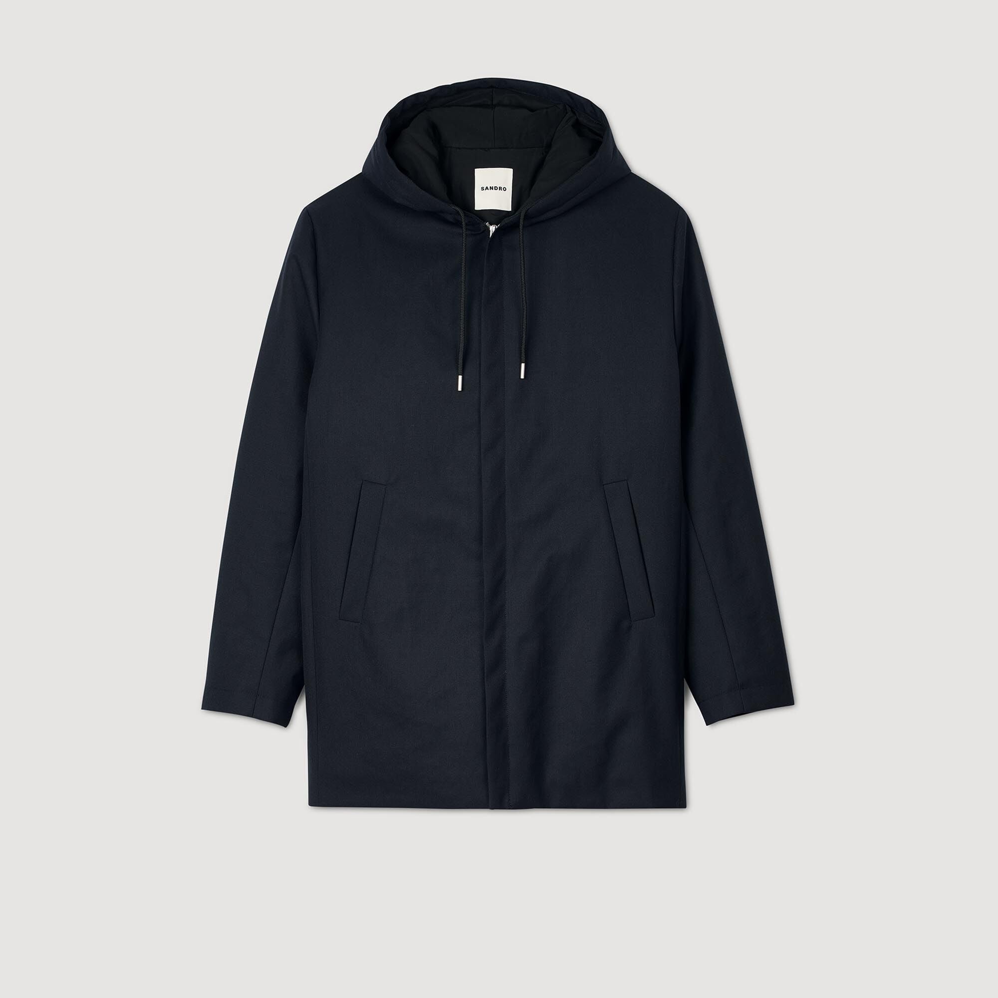 Hooded parka with zip Navy Blue Sandro Men