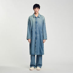 Long faded denim coat Blue Vintage - Denim Sandro Men