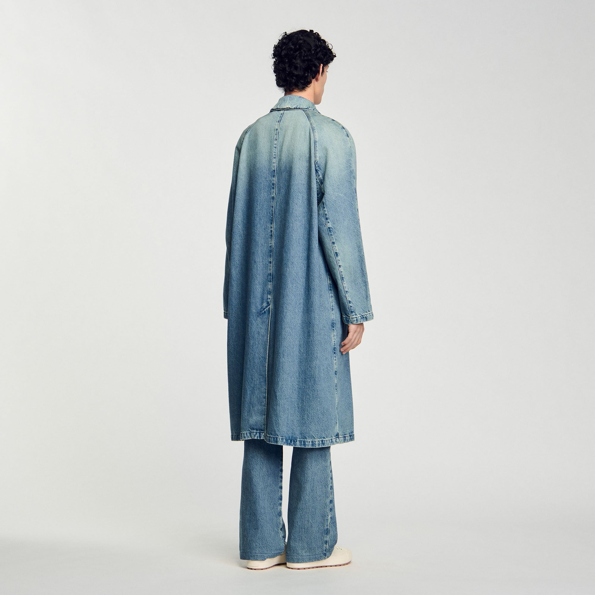 Long faded denim coat Blue Vintage - Denim Sandro Men