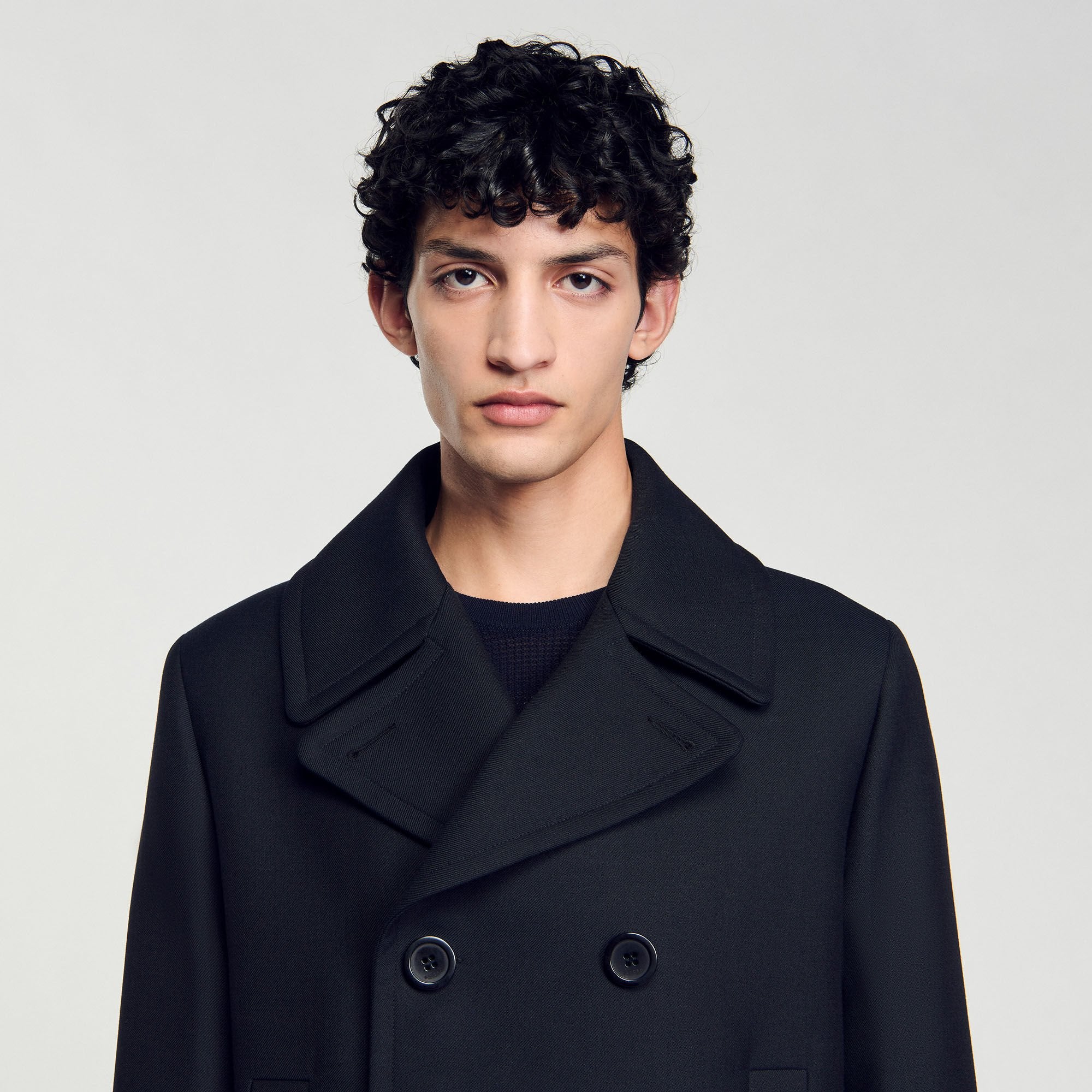 Wool blend peacoat Navy Blue Sandro Men